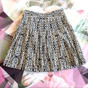 Black and White Pleated A line Skirt